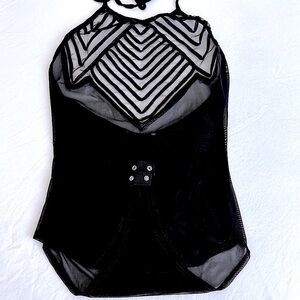 Black Sheer Halter Bodysuit
